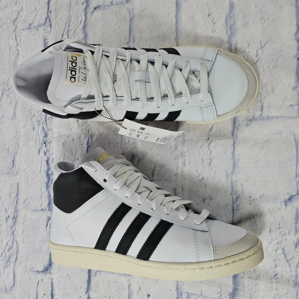 Adidas Abdul-Jabbar High Sneakers Mens 9 White Black Gold Retro Basketball Shoes